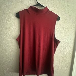 Sleeveless Red Mock Neck Top